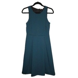 41 Hawthorne Women's Small Teal & Black Dress Polka Dot Sleeveless Fit & Flare